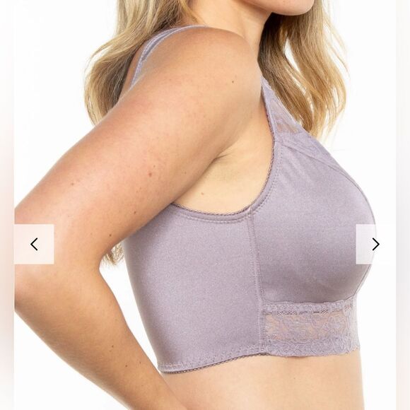 Rhonda shear womens plus size Lace Trim bra 2x greyish lavender NWOT - Picture 3 of 10